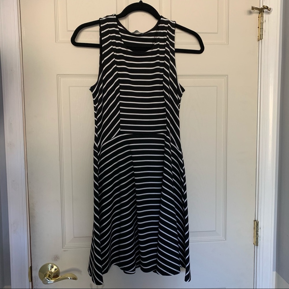 Black and white striped dress